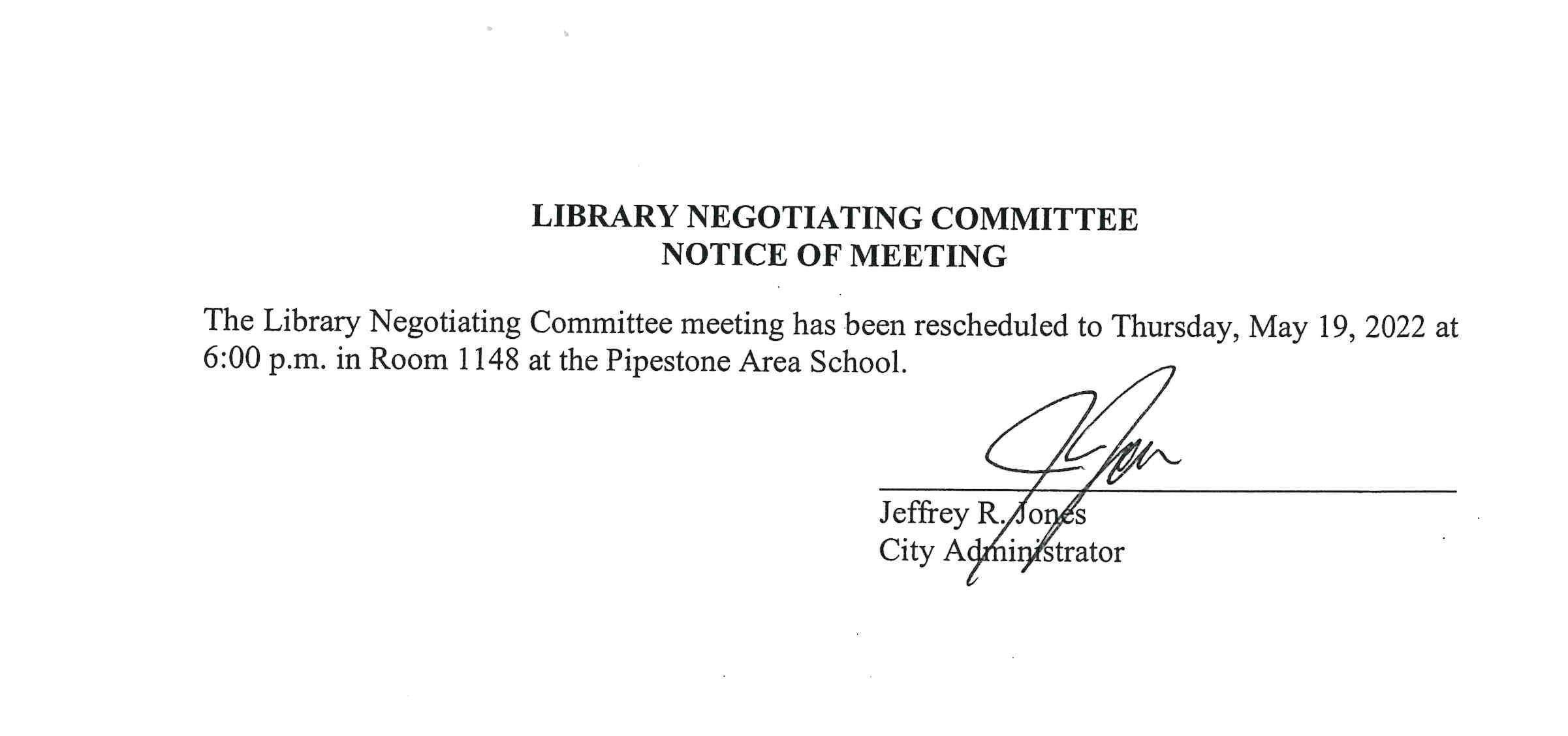 22.05.19 - Library Board Negotiatin Committee-rescheduled meeting