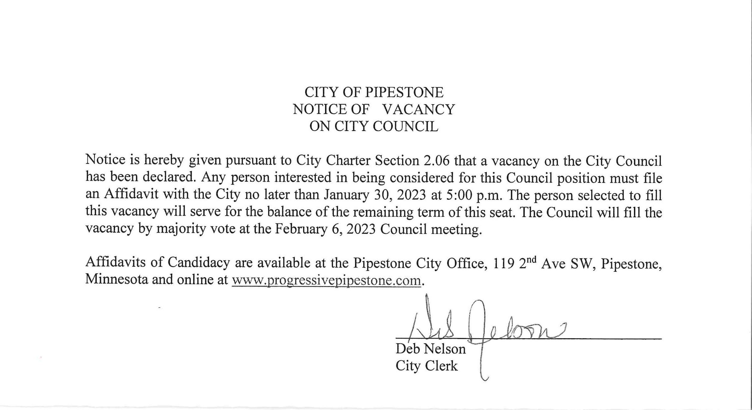 23.01.10-Notice of Vacancy