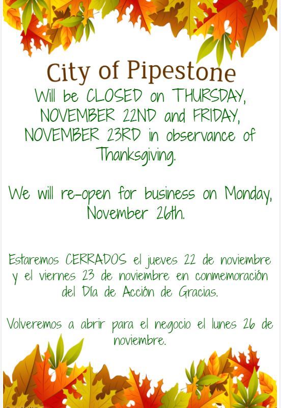 2018 Thanksgiving Closed